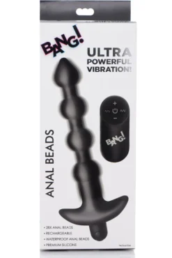 BANG! - 28X Boules Anales Vibrantes en Silicone avec Télécommande - Noir