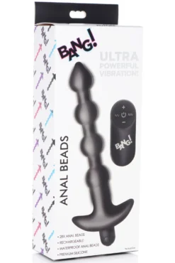 BANG! - 28X Boules Anales Vibrantes en Silicone avec Télécommande - Noir