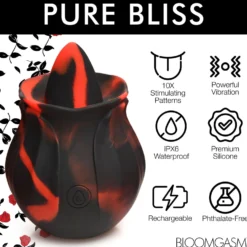 BLOOMGASM - Black Kiss Vibrateur Rose Rimming - Rouge/Noir