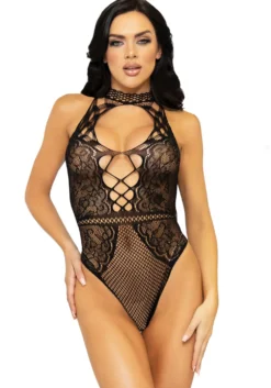Body en Dentelle Filet - Noir