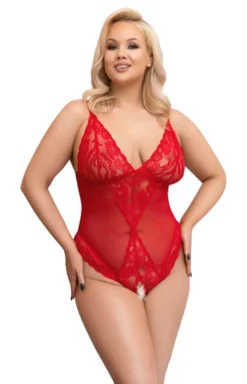 Body ouvert à l'entrejambe - Rouge