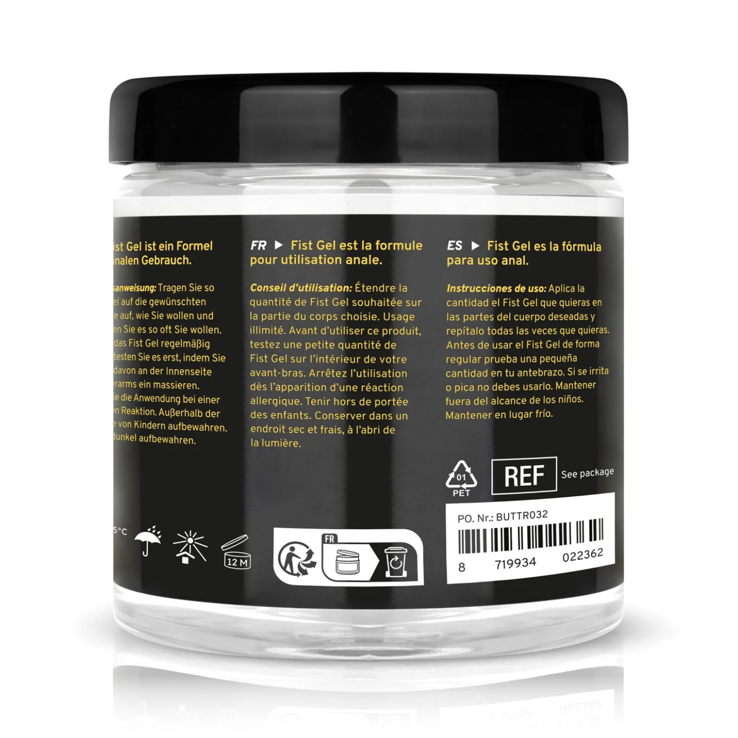 BUTTR - Gel Transparent pour Fisting non-collant - 500 ml
