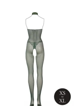 Catsuit en dentelle et résille - Vert