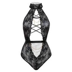 Christine - Body Blace Exclusif à Entrejambe Ouvert - Noir