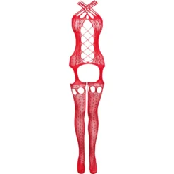 Christine - Bodystocking Érotique avec Porte-Jarretelles - Rouge