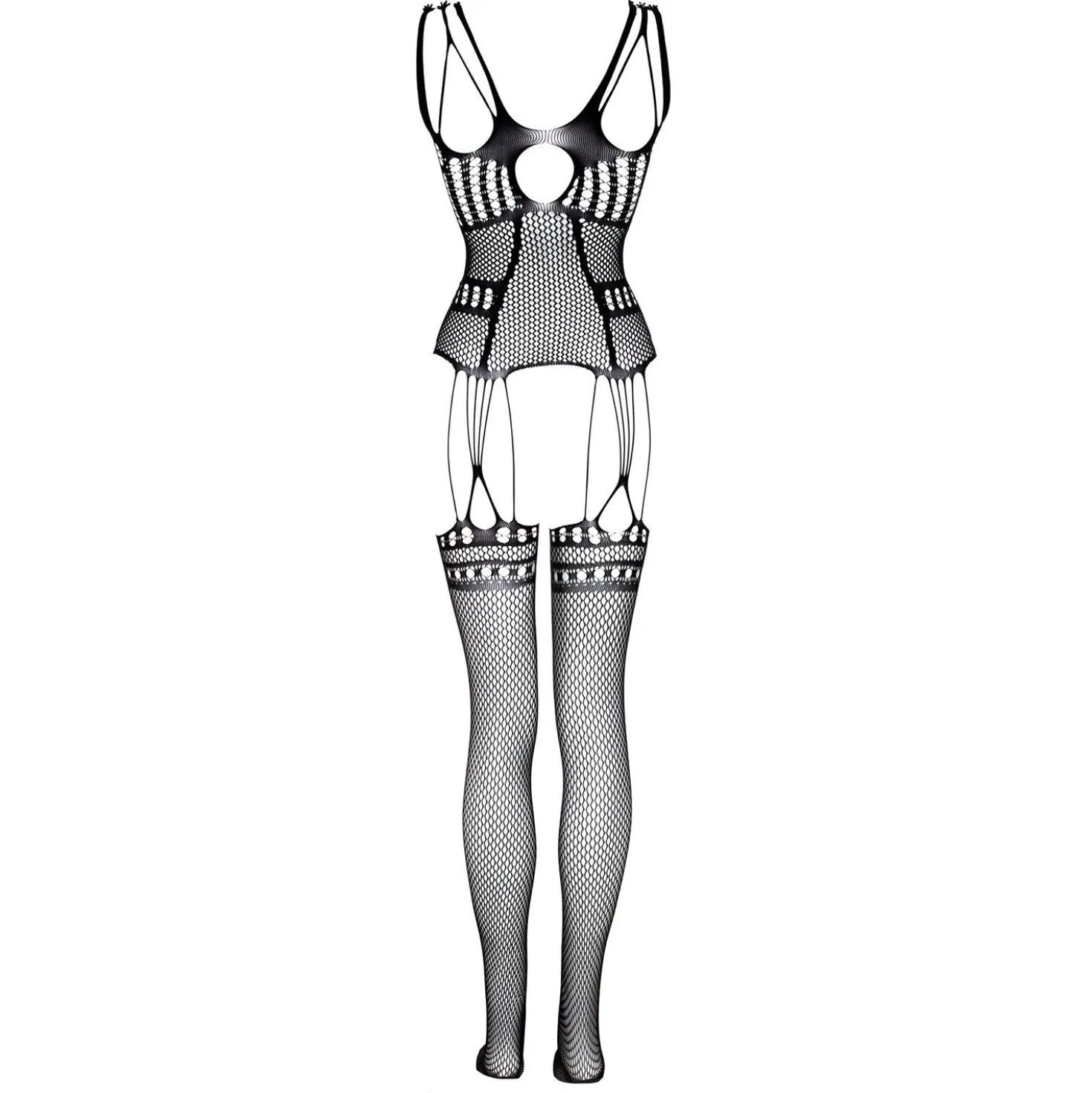 Christine - Catsuit avec design porte-jarretelles - Noir