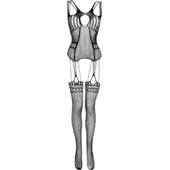 Christine - Catsuit avec design porte-jarretelles - Noir
