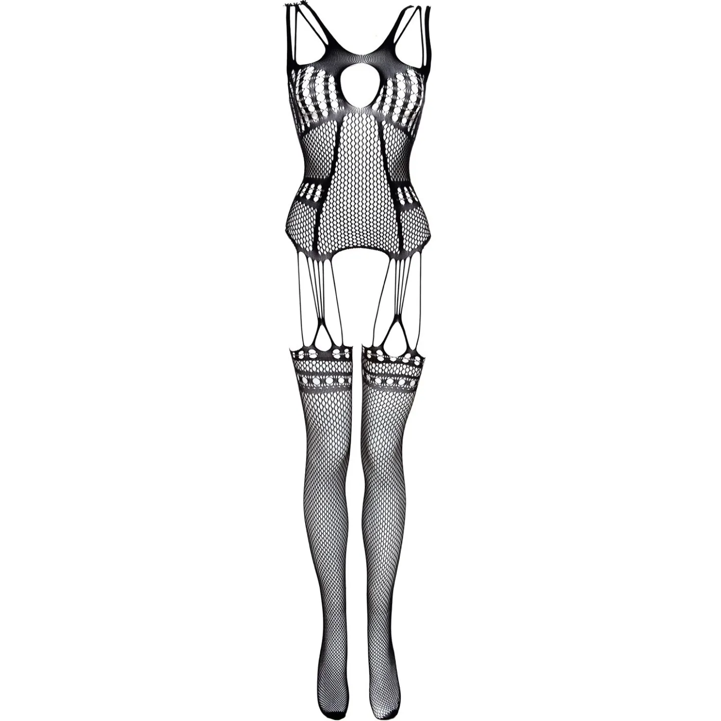 Christine - Catsuit avec design porte-jarretelles - Noir