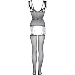 Christine -Catsuit avec design porte-jarretelles noir - Curvy