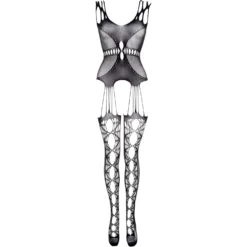 Christine -Catsuit avec design porte-jarretelles noir - Curvy