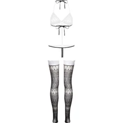 Christine - Ensemble de body ouvert à l'entrejambe - Noir