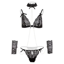 Christine - Ensemble de bondage doux avec perles Mea - Noir