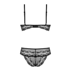 Christine - Ensemble en dentelle avec soutien-gorge Fleur - Noir