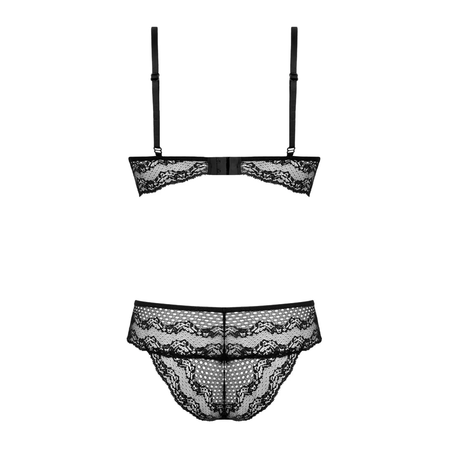 Christine - Ensemble en dentelle avec soutien-gorge Fleur - Noir