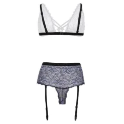 Christine - Ensemble soutien-gorge à entrejambe ouvert Queenie - Noir/Violet
