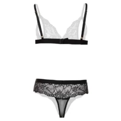 Christine - Ensemble soutien-gorge en perles et dentelle Mea - Noir