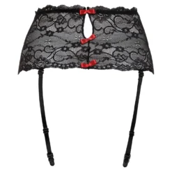 Christine - Porte-jarretelles large en dentelle Marzia - Noir