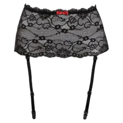 Christine - Porte-jarretelles large en dentelle Marzia - Noir