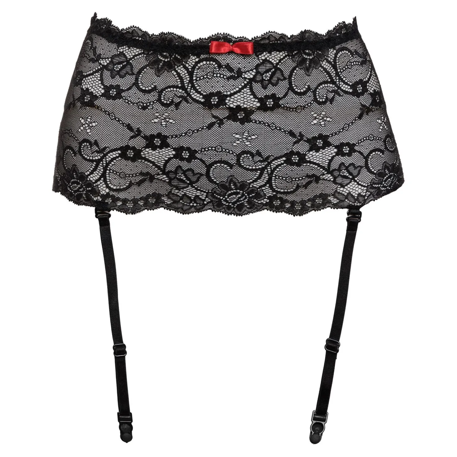 Christine - Porte-jarretelles large en dentelle Marzia - Noir