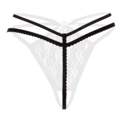 Christine - String en Dentelle à entrejambe ouverte - Noir