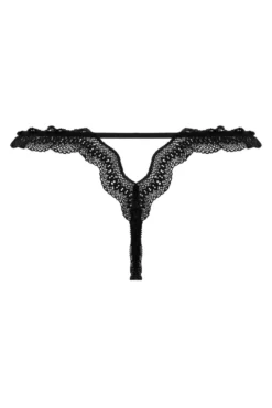 Christine - String en Dentelle Ouvert Lila - Noir