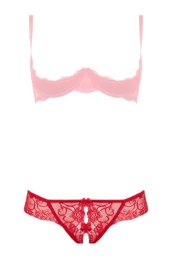 Christine - String en dentelle avec entrejambe ouverte Marzia - Rouge