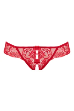 Christine - String en dentelle avec entrejambe ouverte Marzia - Rouge