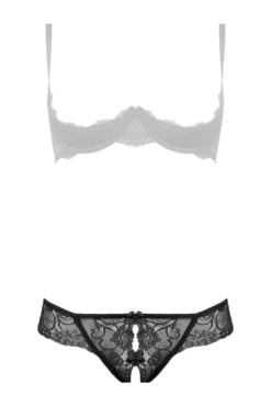 Christine - String en dentelle avec entrejambe ouverte Marzia - Noir