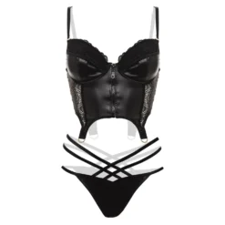 Christine Wetlook Bustierset Monroe - Noir