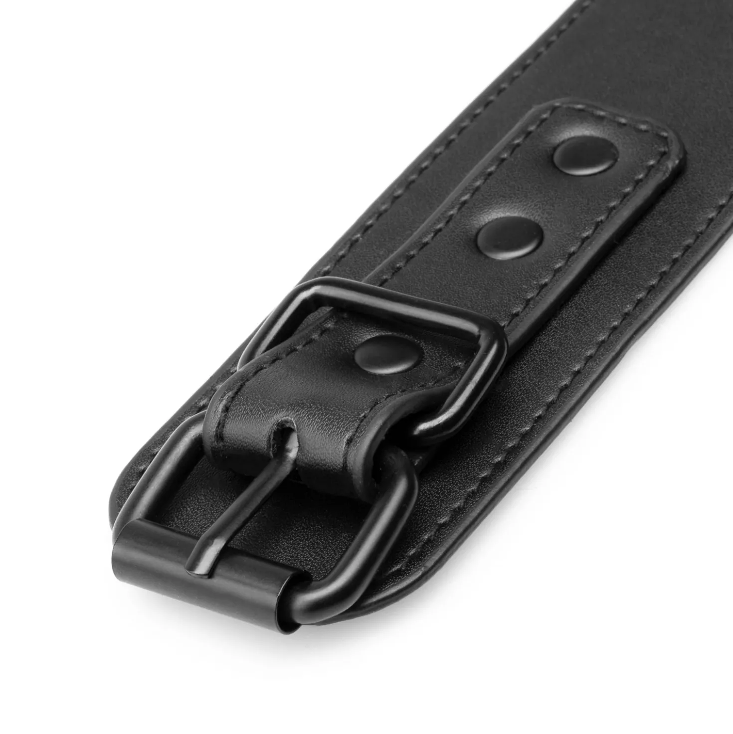 Collier et menottes en similicuir - Noir