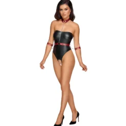 Cottelli Bondage - Body avec Détails de Bondage - Noir/Rouge