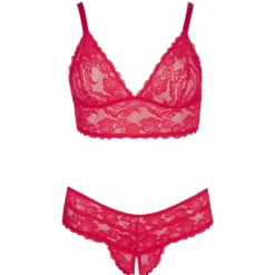 Cottelli Collection - Ensemble soutien-gorge en dentelle avec entrejambe ouvert