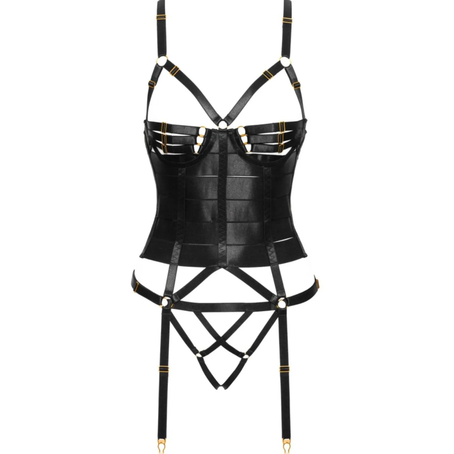 Cottelli Collection - Ensemble Corset Porte-Jarretelles - Noir