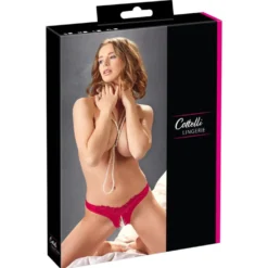 Cottelli Collection - Open Kruis String Met Parels - Rood