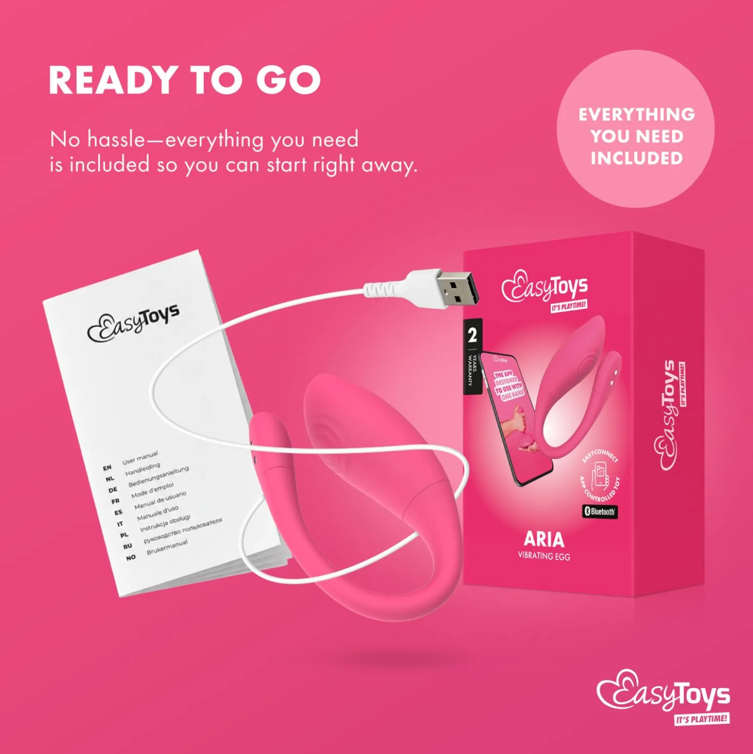 EasyConnect - Œuf vibrant connecté "Aria" - Rose