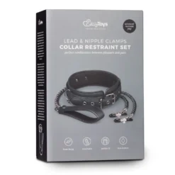 Easytoys Fetish - Collier en cuir avec chaîne de mamelons