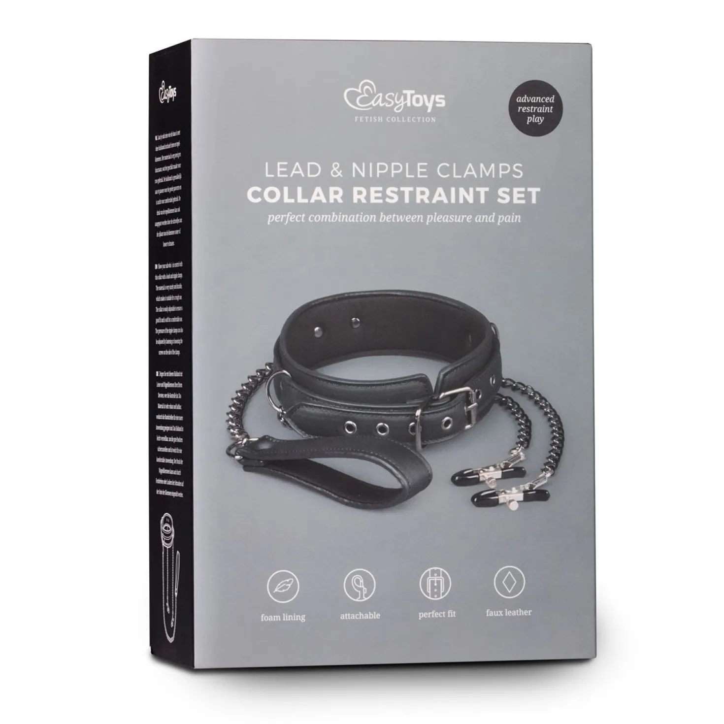 Easytoys Fetish - Collier en cuir avec chaîne de mamelons