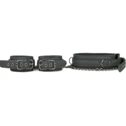 Easytoys Fetish - - Collier en cuir avec menottes - Noir