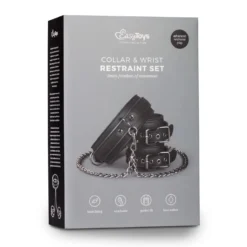 Easytoys Fetish - - Collier en cuir avec menottes - Noir