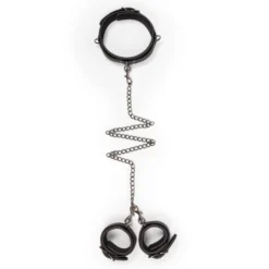 Easytoys Fetish - - Collier en cuir avec menottes - Noir
