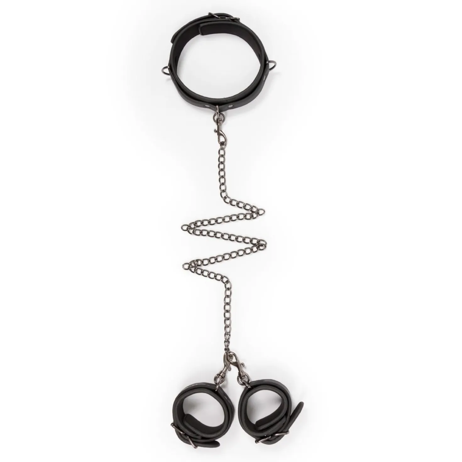Easytoys Fetish - - Collier en cuir avec menottes - Noir