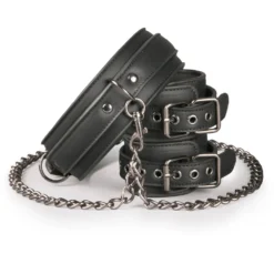Easytoys Fetish - - Collier en cuir avec menottes - Noir