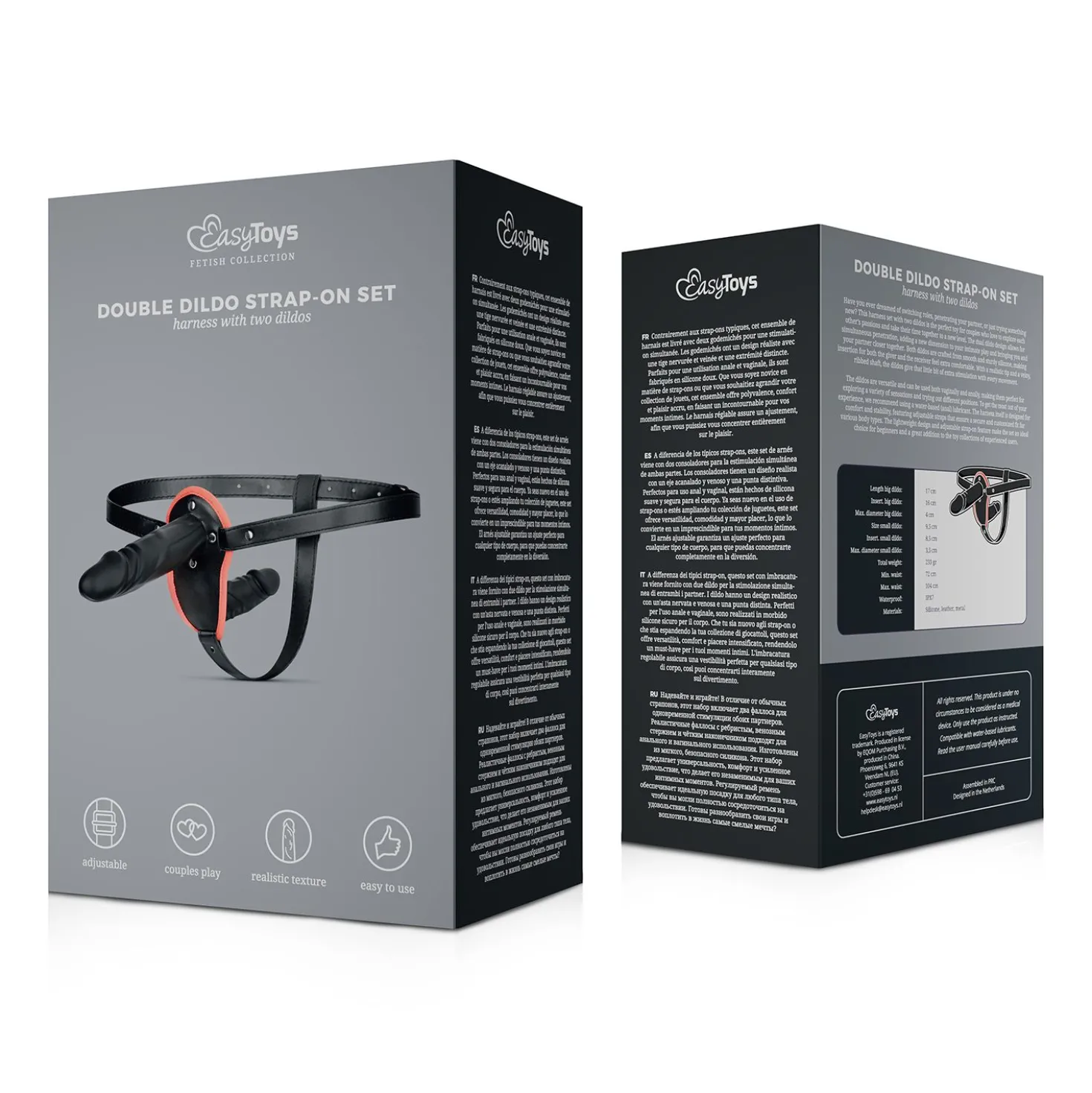 Easytoys Fetish - Ensemble Double Gode-Ceinture - Noir