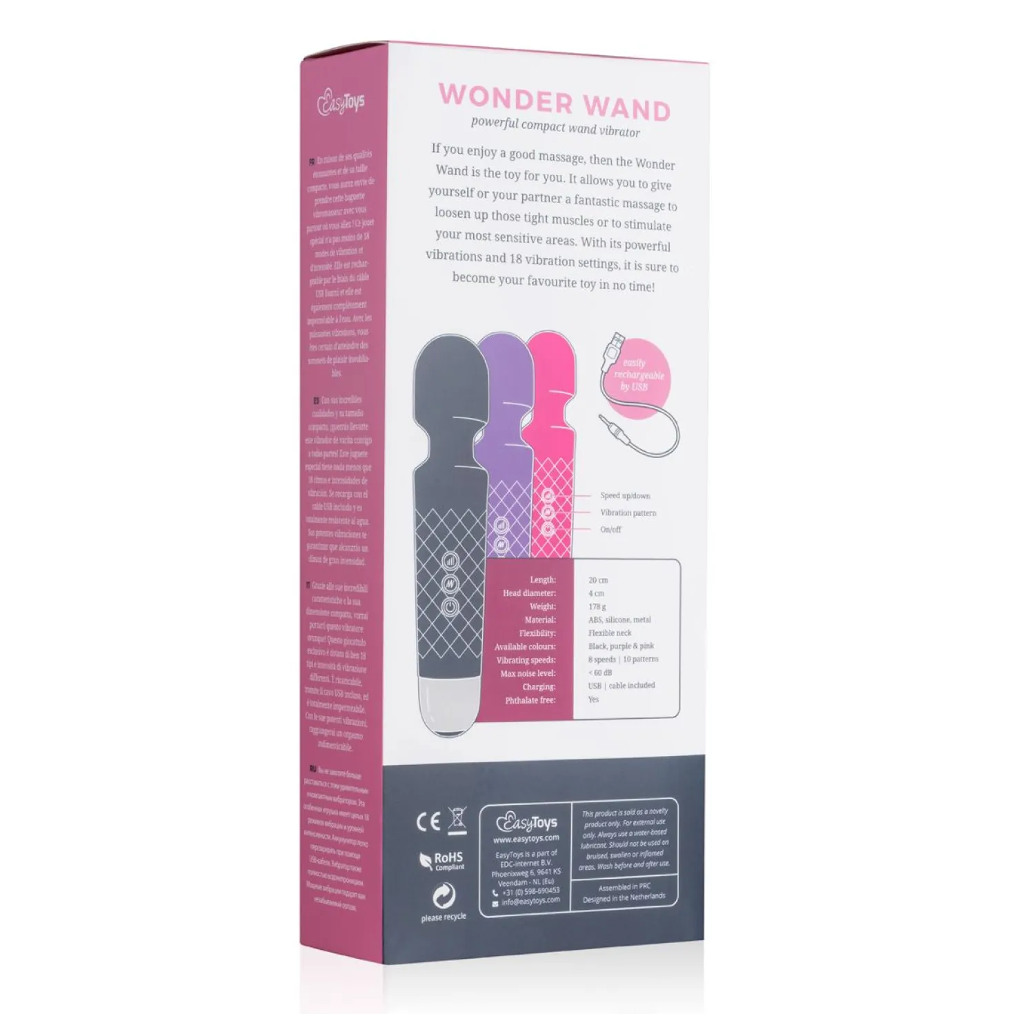 EasyToys - Mini Wand - Vibromasseur clitoridien - Noir