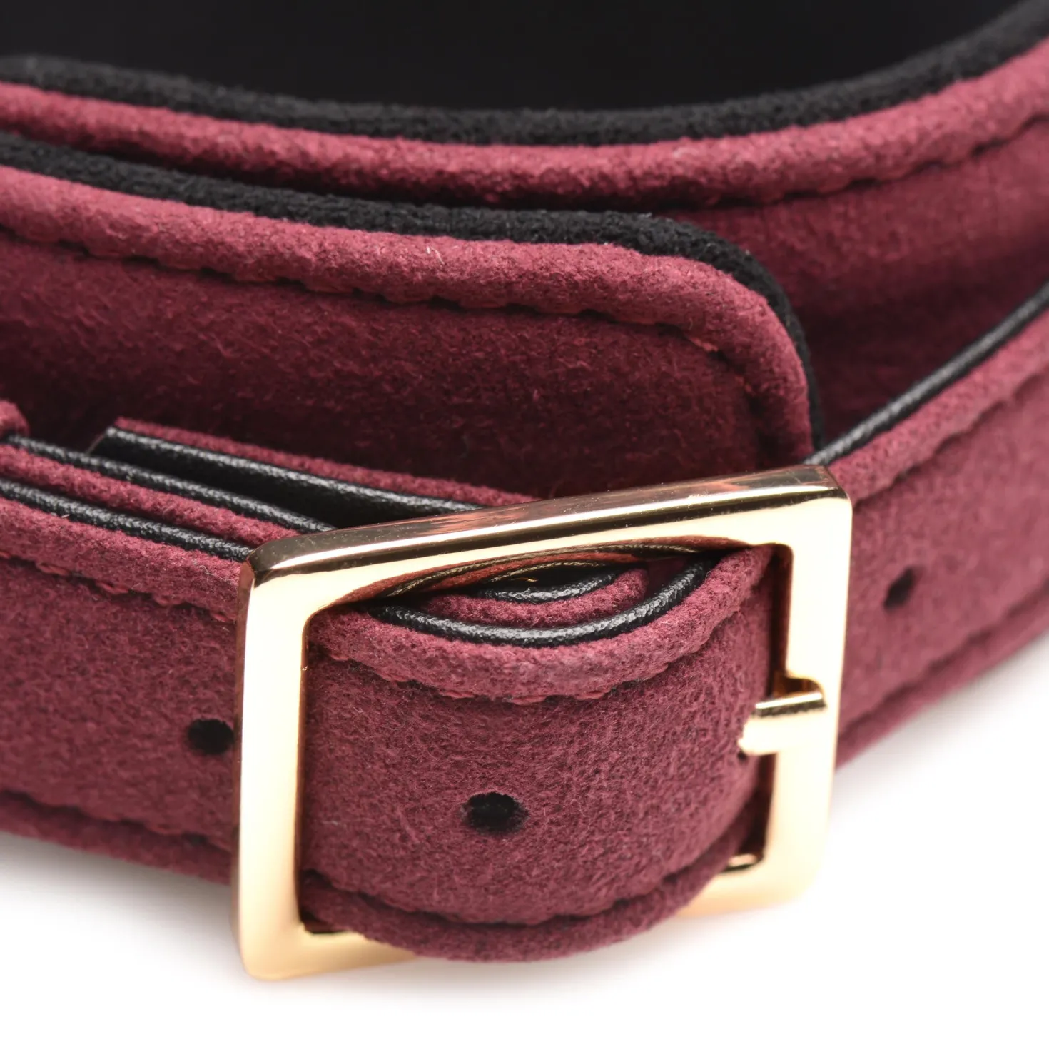 Ensemble BDSM 6 pièces en daim avec menottes, collier et sangle - Bordeaux