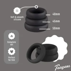 Ensemble d'anneaux péniens en silicone Teazers