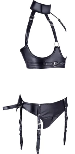 Ensemble de bondage avec soutien-gorge - Noir