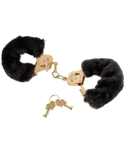 Fetish Fantasy Gold Menottes Deluxe Furry Cuffs Noir