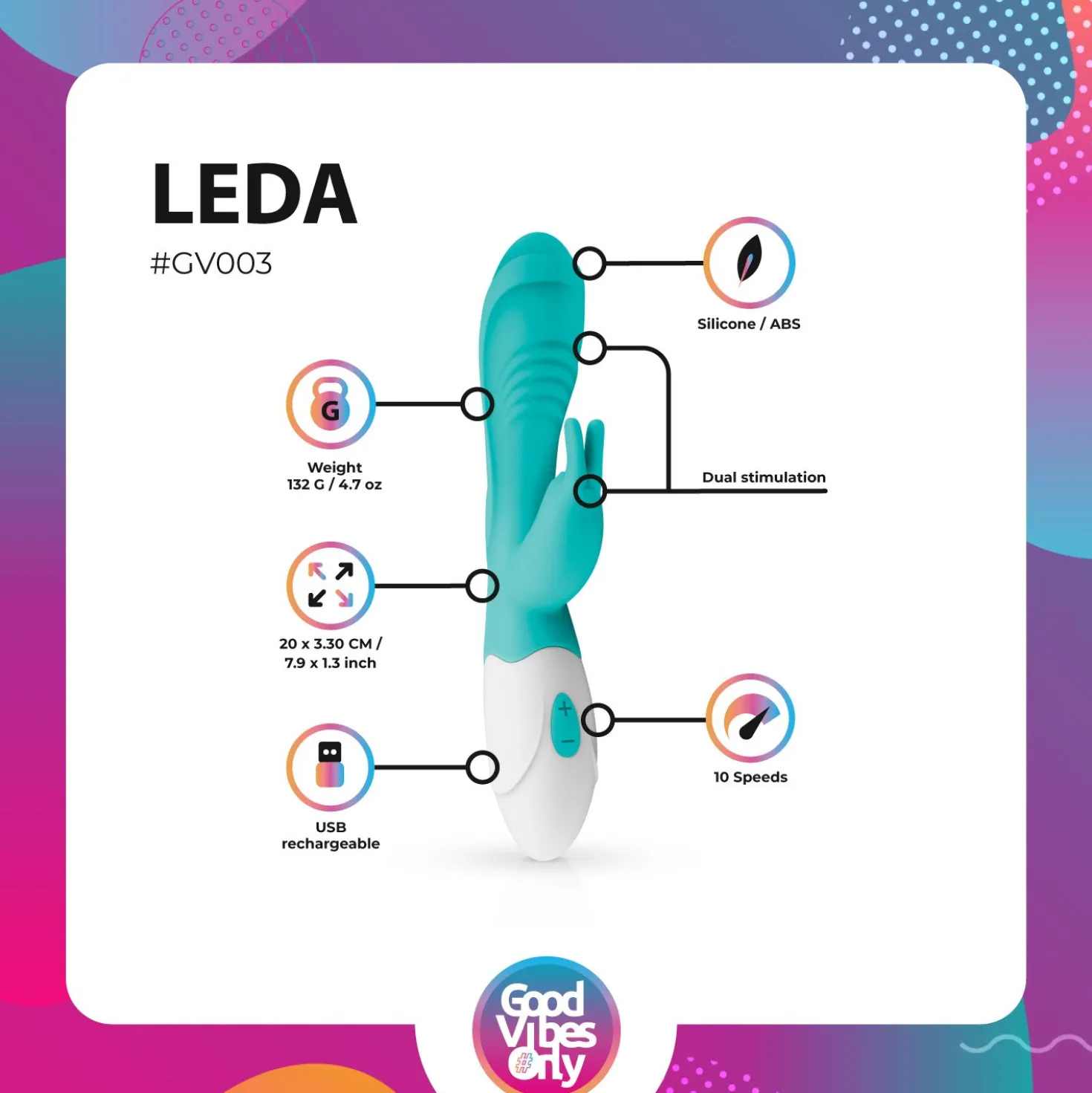 Good Vibes Only - Vibro rabbit "Leda" - Turquoise