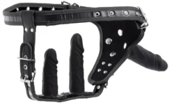 Harnais pour gode-ceinture à double pénétration - Noir
